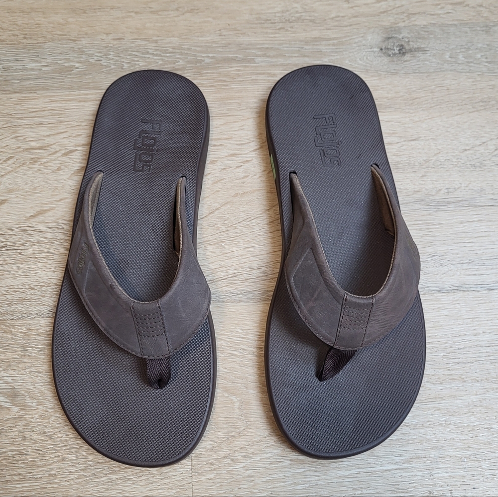 Men's Flojos Brown Flip Flops 11 Like New